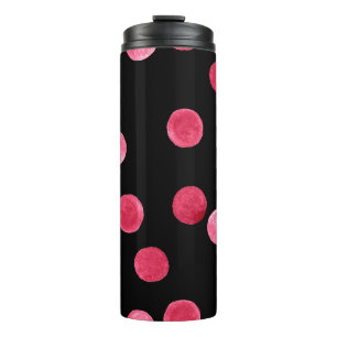 Seamless watercolor circles pattern black backgrou thermal tumbler
