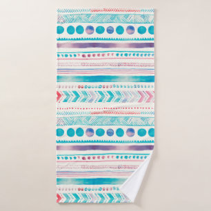Seamless Watercolor Ethnic Tribal Ornamental Patte Bath Towel
