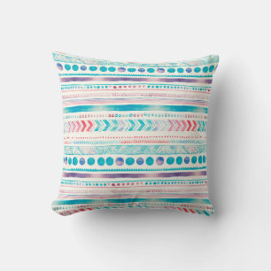 Seamless Watercolor Ethnic Tribal Ornamental Patte Cushion