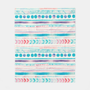 Seamless Watercolor Ethnic Tribal Ornamental Patte Fleece Blanket