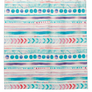 Seamless Watercolor Ethnic Tribal Ornamental Patte Shower Curtain