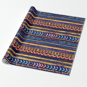 Seamless Watercolor Ethnic Tribal Ornamental Patte Wrapping Paper