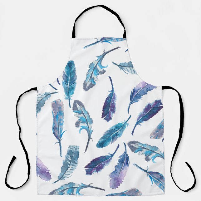 Seamless watercolor feather pattern apron (Front)