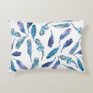 Seamless watercolor feather pattern decorative cushion
