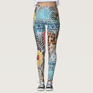 Seamless watercolor flower, textured pattern. leggings