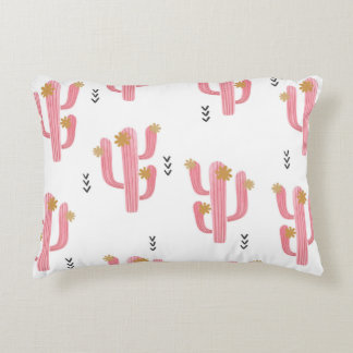 Seamless watercolor flowering cactus pattern. Vint Decorative Cushion