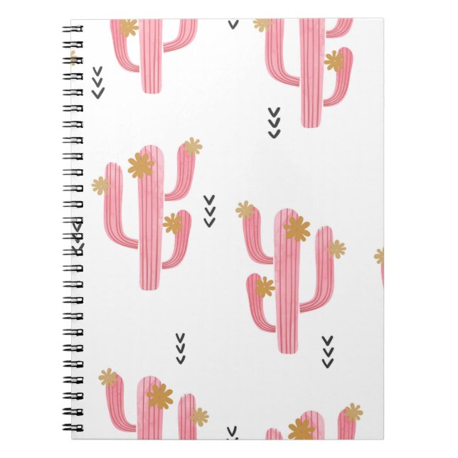 Seamless watercolor flowering cactus pattern. Vint Notebook (Front)