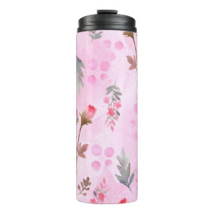 Seamless watercolor hand drawn pattern with rosebu thermal tumbler