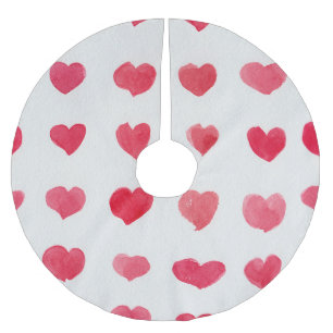 Seamless watercolor hearts: romantic pattern desig brushed polyester tree skirt