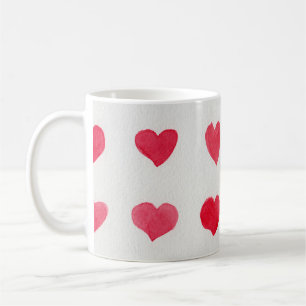Seamless watercolor hearts: romantic pattern desig coffee mug