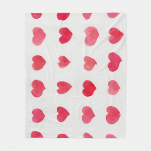 Seamless watercolor hearts: romantic pattern desig fleece blanket