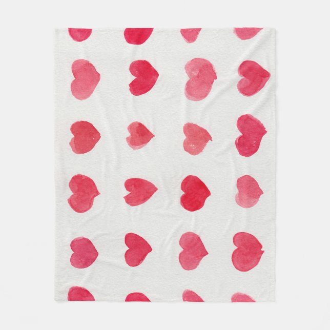 Seamless watercolor hearts: romantic pattern desig fleece blanket (Front)
