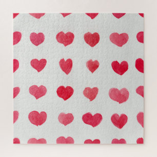 Seamless watercolor hearts: romantic pattern desig jigsaw puzzle