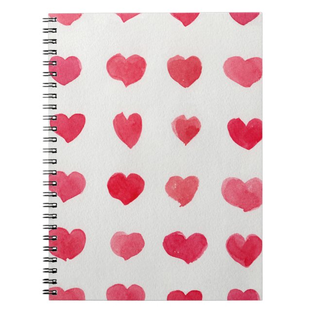 Seamless watercolor hearts: romantic pattern desig notebook (Front)