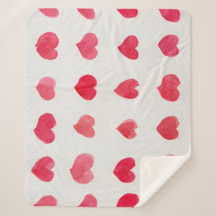 Seamless watercolor hearts: romantic pattern desig sherpa blanket