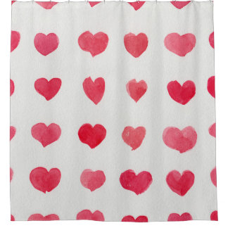 Seamless watercolor hearts: romantic pattern desig shower curtain