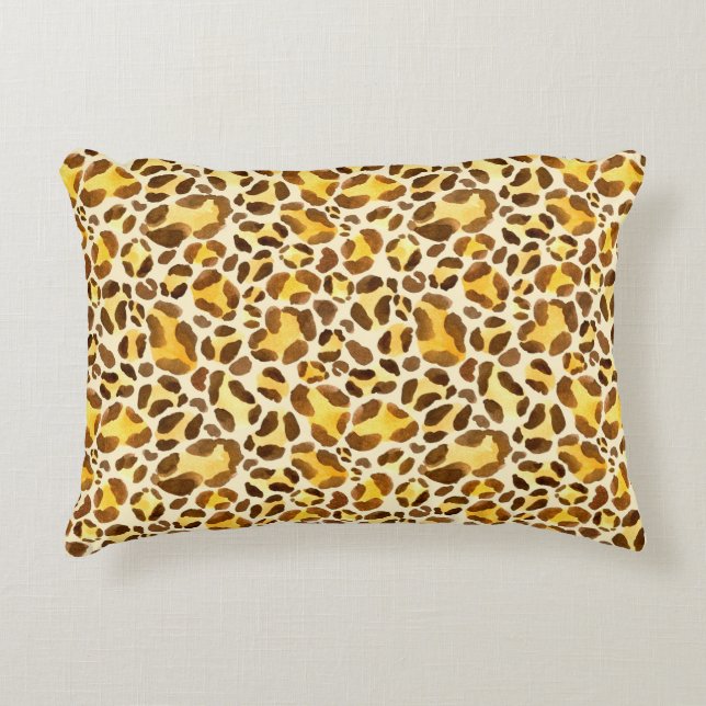 Seamless watercolor leopard pattern decorative cushion (Front)