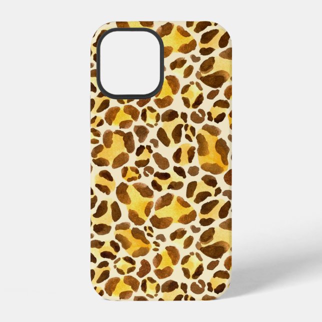 Seamless watercolor leopard pattern iPhone case (Back)