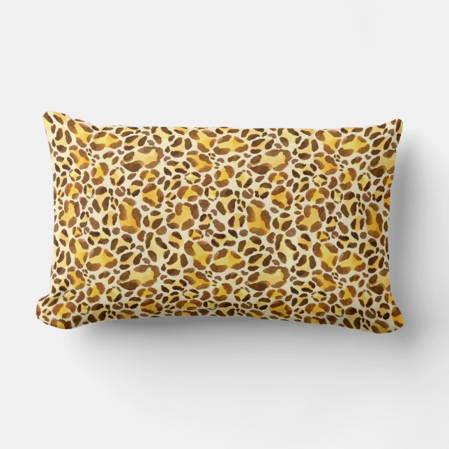 Seamless watercolor leopard pattern lumbar cushion (Front)