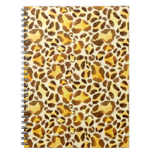 Seamless watercolor leopard pattern notebook