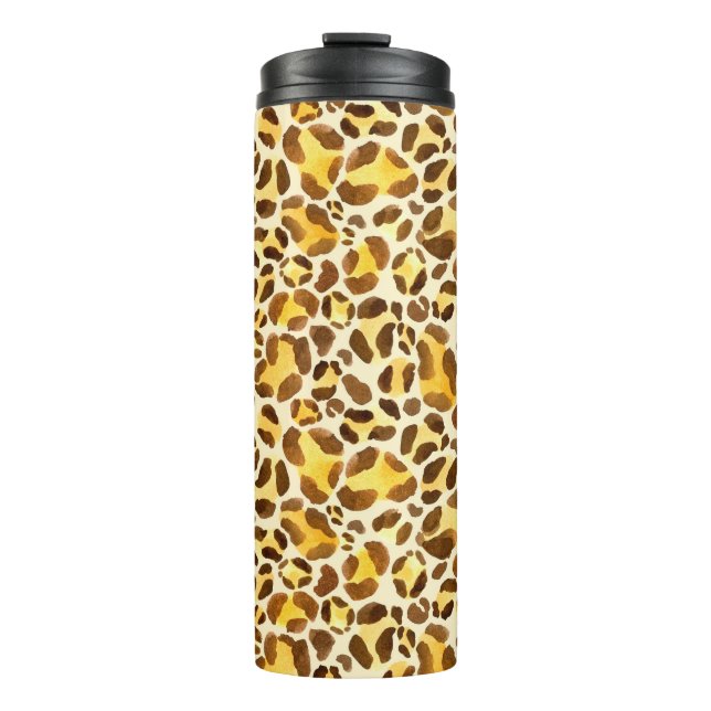 Seamless watercolor leopard pattern thermal tumbler (Front)