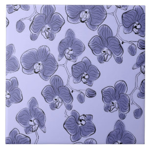 Seamless watercolor orchids phalaenopsis flowers b ceramic tile