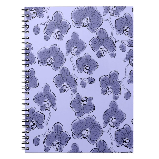 Seamless watercolor orchids phalaenopsis flowers b notebook (Front)