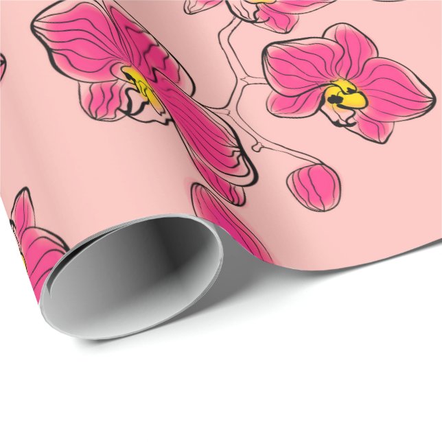 Seamless watercolor orchids phalaenopsis flowers b wrapping paper (Roll Corner)