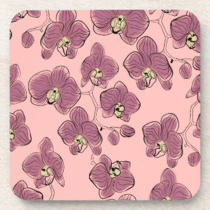 Seamless watercolor orchids phalaenopsis flowers p coaster