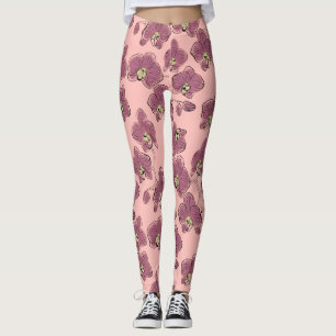Seamless watercolor orchids phalaenopsis flowers p leggings