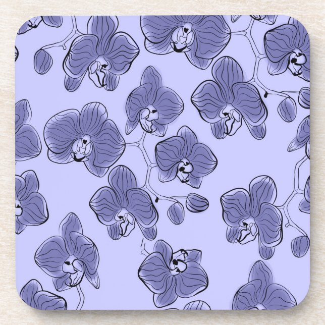 Seamless watercolor orchids phalaenopsis flowers r coaster (Front)