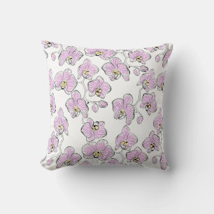 Seamless watercolor orchids phalaenopsis flowers w cushion