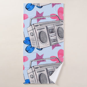 Seamless watercolor pattern in 90s style bath towel