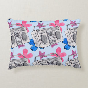 Seamless watercolor pattern in 90s style decorative cushion