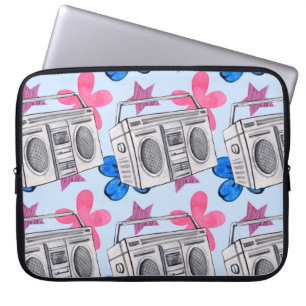 Seamless watercolor pattern in 90s style laptop sleeve