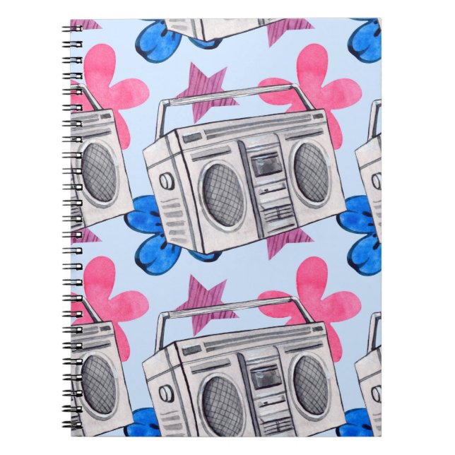 Seamless watercolor pattern in 90s style notebook (Front)