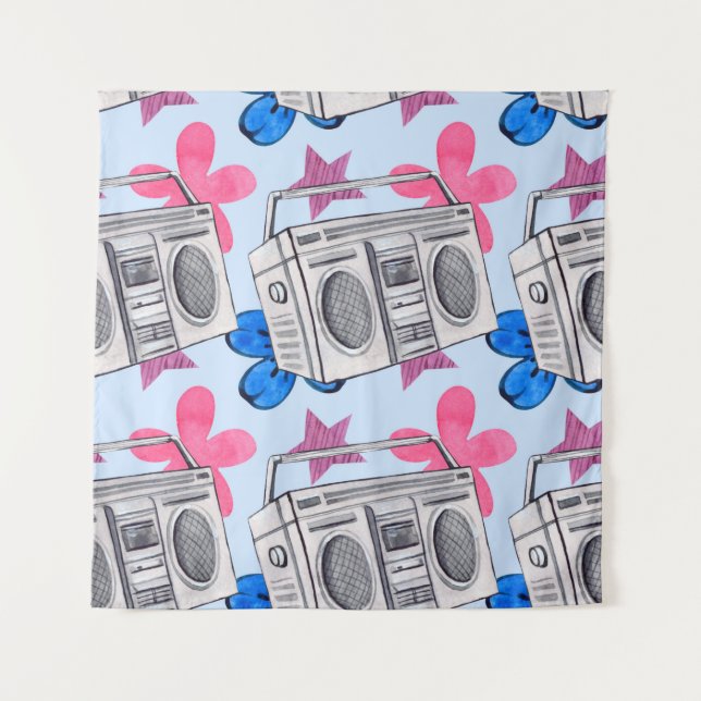 Seamless watercolor pattern in 90s style tapestry (Front)