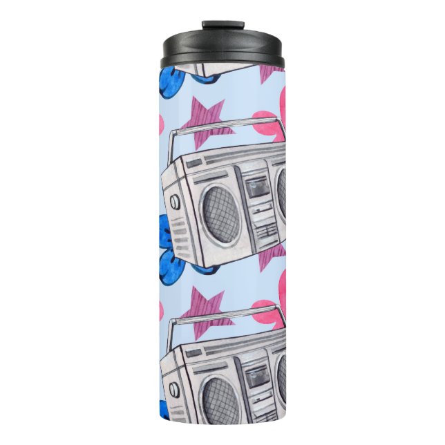 Seamless watercolor pattern in 90s style thermal tumbler (Front)