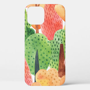 seamless watercolor pattern of autumn trees iPhone 12 case