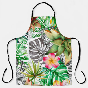 Seamless watercolor pattern of tropical leaves. apron