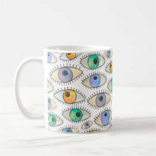 Seamless watercolor pattern of wide open human eye coffee mug