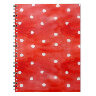 Seamless watercolor pattern red polka dots notebook
