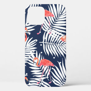 Seamless watercolor pattern with a bird flamingo a iPhone 12 case
