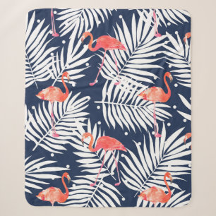 Seamless watercolor pattern with a bird flamingo a sherpa blanket