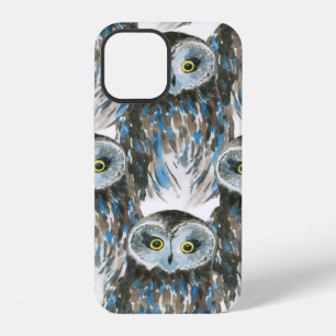 Seamless watercolor pattern with big owl iPhone 12 case