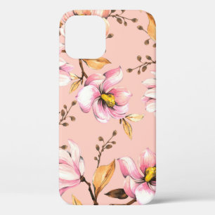 Seamless watercolor pattern with branches of magno iPhone 12 case