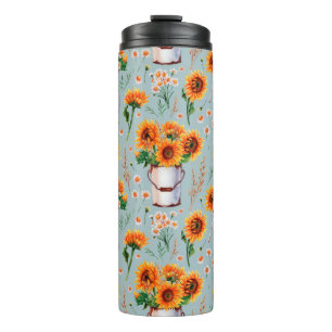 Seamless watercolor pattern with bright sunny colo thermal tumbler