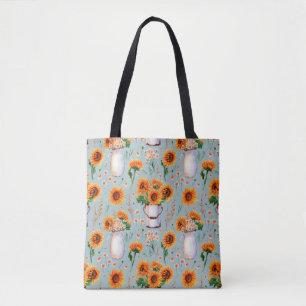 Seamless watercolor pattern with bright sunny colo tote bag