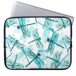 Seamless watercolor pattern with elegant dragonfly laptop sleeve