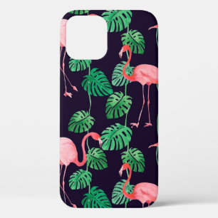 Seamless watercolor pattern with flamingo iPhone 12 case